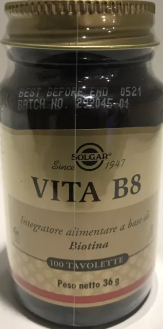 SOLGAR VITA B8 biotina 100 tavolette - Scadenza 02/2026