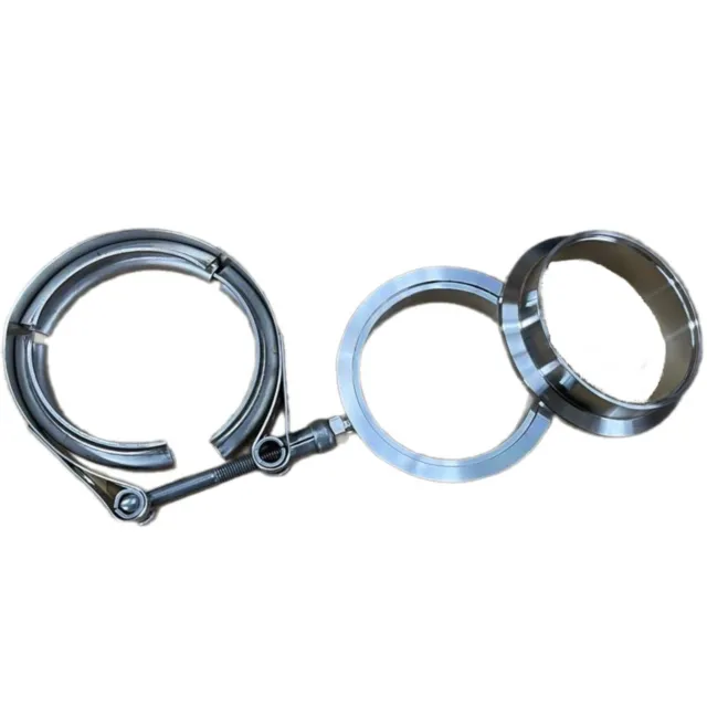 2.5" STAINLESS STEEL EXHAUST CLAMP 64mm TURBO V-BAND CLAMP + FLANGES COMPLETE