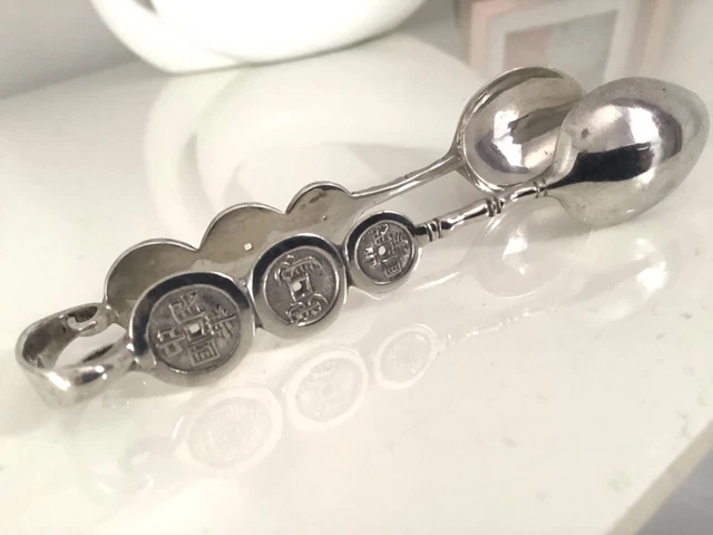 Beautiful antique 19th century Chinese silver sugar tongs,nips.