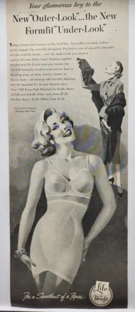 1953 Formfit Bra Girdle Underwear MCM Vtg Print Ad Man Cave Poster Art Deco 50's