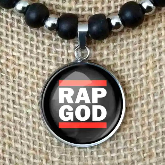 Rap God Eminem Run DMC Rap Hip Hop Pendant Leather Cord Necklace