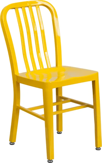 Industrial Style Yellow Metal Restaurant Chair - Outdoor Cafe Bistro Chair