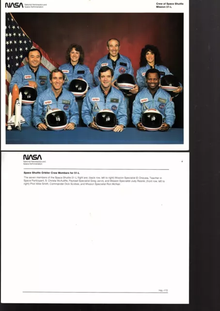 NASA Photo STS-51L Space Shuttle Challenger Crew 8x10 glossy photo (bb10