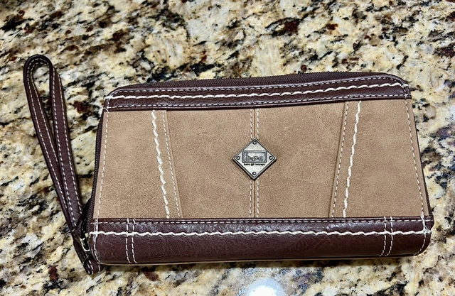BOC Born Concepts Brown Zip Around Wallet 2 Sided Wristlet