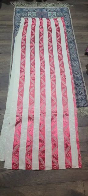 Stunning Vintage Mid Century Striped Unusual Curtain Pink 3