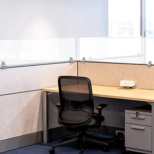 Obex 12" Frosted Acrylic Cubicle Mounted Privacy Panel with Small Brackets Al...
