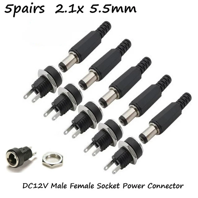 Alimentation Dc Connecteur 12V Adaptateur Bus Mâle & Femelle Prise Baril