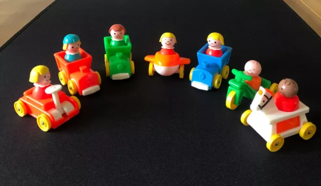 VINTAGE FISHER PRICE Little People Nursery Toys Vehicles + People x 7