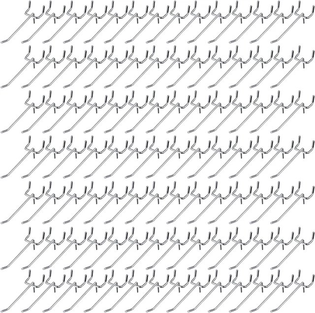 100 Pack Peg Board Hooks Stainless Steel Pegboard Hooks Shelving Pegboard Displ