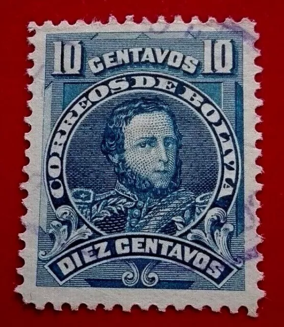 Bolivia:1901 Politicians, Coat of Arms 10 C. Collectible Stamp.