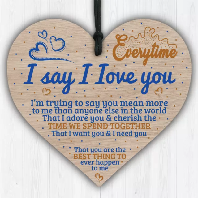 I Love You Wooden Plaque Heart Special Anniversary Valentines Day Couples Gift