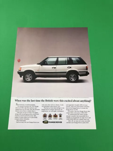 1993 1994 1995 1996 1997 Range Rover Original Print Ad Advertisement B57