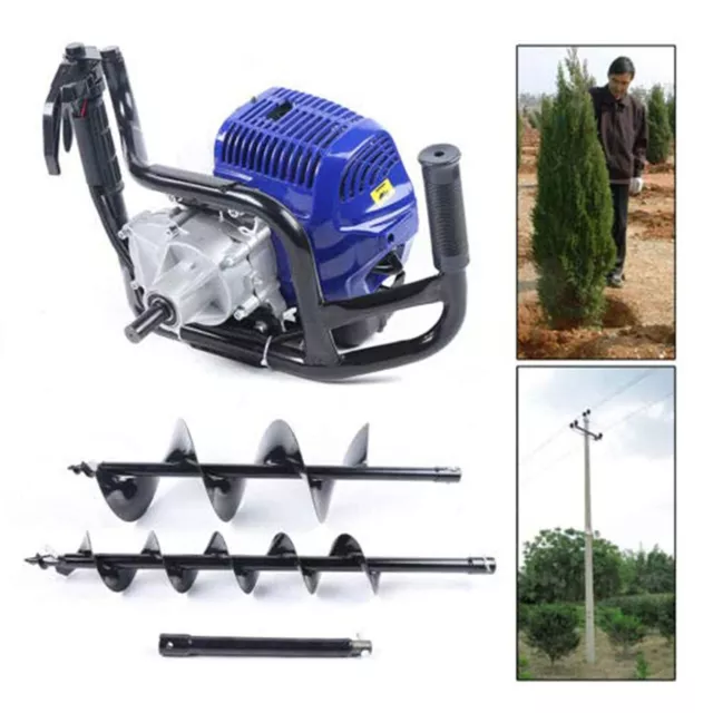 52CC Gas Powered Post Hole Digger 1700W With 4"8" Earth Auger Digging Engine HOT