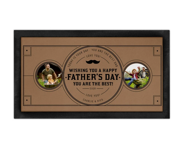 Personalised Father's Day Photo Bar Runner Mat Garden Home Man Cave Pub Tiki