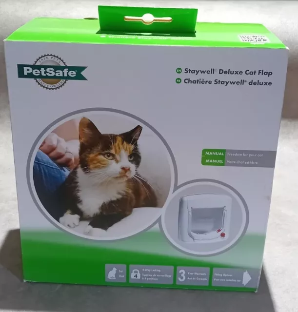 Cat Flap Petsafe Staywell Deluxe 4 Way Locking Cat Door Manual Magnetic White
