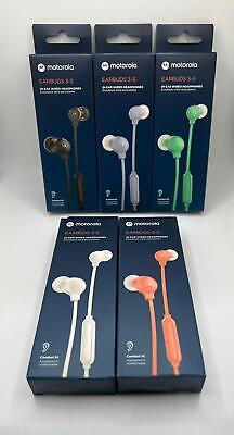 Lot of 5 Motorola Earbuds 3-S Wired Earbuds with Microphone, jack 3.5mm,5 colors