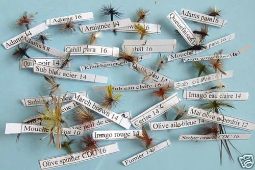 Sélection 30 mouches Sèches peche truite fly mix trout fishing lot mosca fliegen