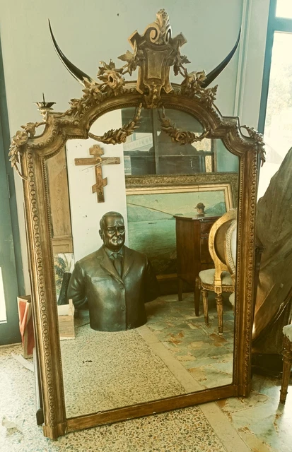 Grande specchiera in legno dorato XIX secolo
