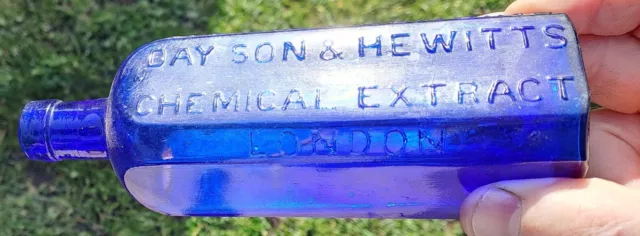 COBALT BLUE DAY SON & HEWITT CHEMICAL EXTRACT LONDON square Medicine Bottle