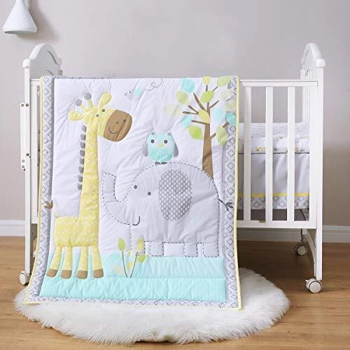 Crib Bedding Set for boy Girl, 3-Piece Cotton Baby Bedding Set, Portable