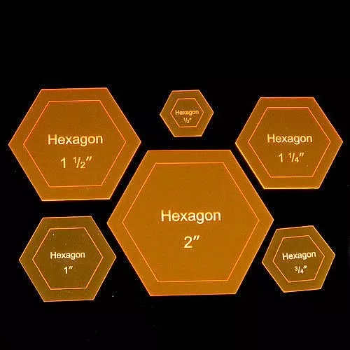 Acrylic Template "Hexagon" for English Paper Piecing Fabric Cutting 1/4" - 3"