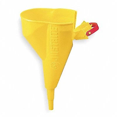 Justrite Funnel: 11 in Lg, 1/2 in Spout Outside Dia., Yellow  11202Y Justrite