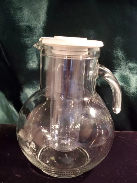 Glass Bedside Water Pitcher Carafe with Lid - Made In Italy