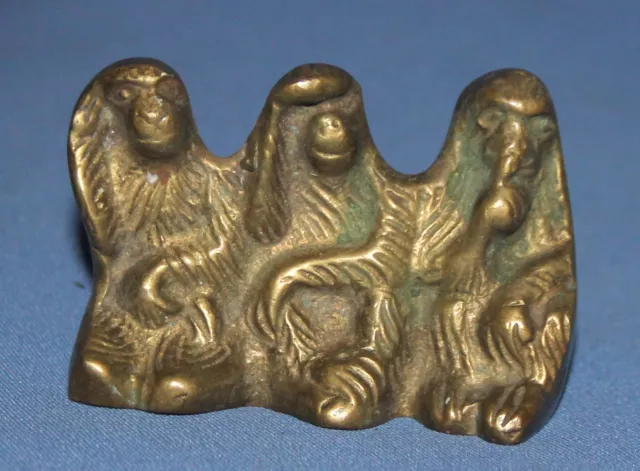 Vintage Hand Made Brass Three Wise Monkeys Figurine