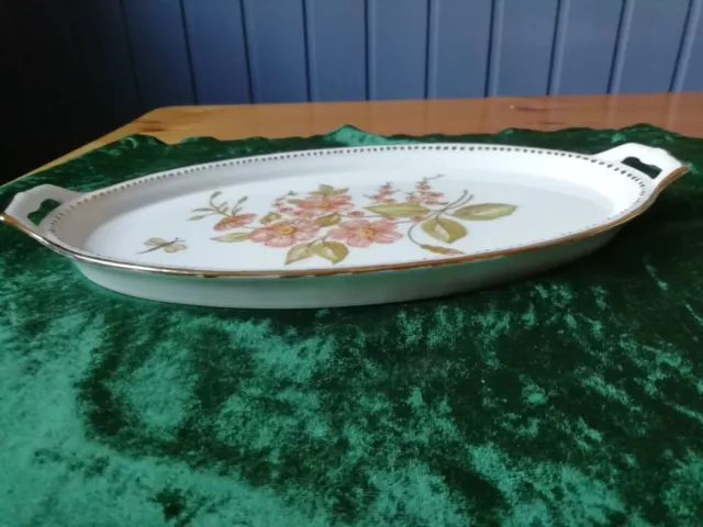 Kleine Servierplatte Porzellan handbemalt Goldrand Blumenmotiv AK Kaiser