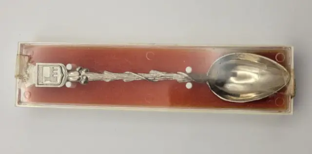 Petite cuillère de collection avec boîte, Blason Pontarlier, Métal argenté.