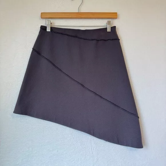 Wolford womens gray asymmetric hem designer pull on mini skirt size 6