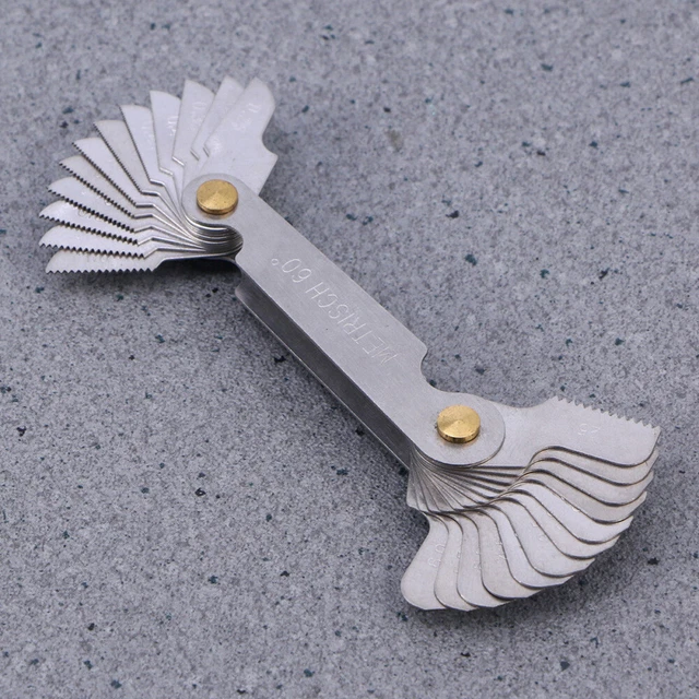 Metric Screw Pitch Gauge Measuring Tool Cutting Gauge Tool Set Centre Gage 60°