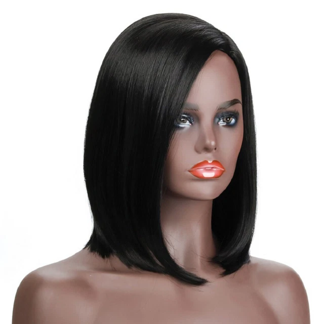 Black Woman Synthetic Wig Fahion Straight Middle-Length Wig Hair Stylish