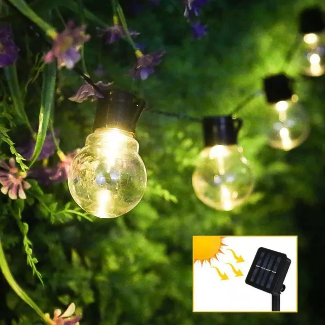 10 bombillas solares LED para exteriores luces de hadas IP65 impermeables luces de cuerda para fiesta