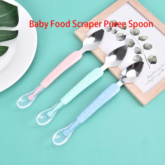1 pieza cuchara de alimentación de doble cabeza para bebé raspador de frutas para bebé{