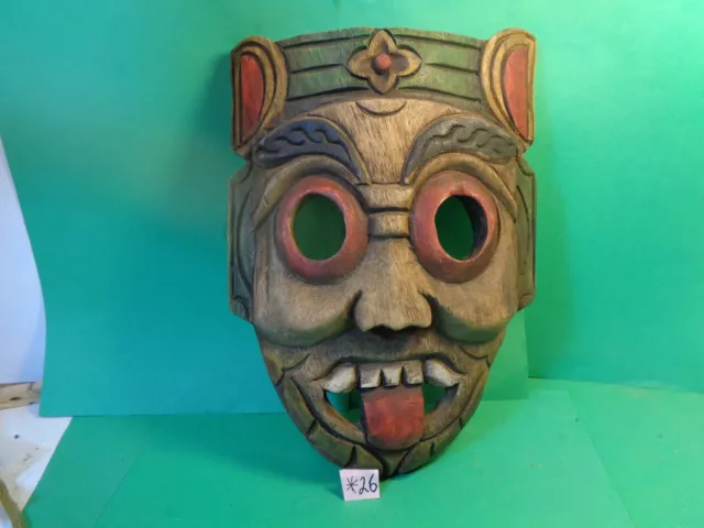 Hand Held Wooden Face Mask, Light Weight, 7 1/4" X 9 3/4" (Used/EUC)