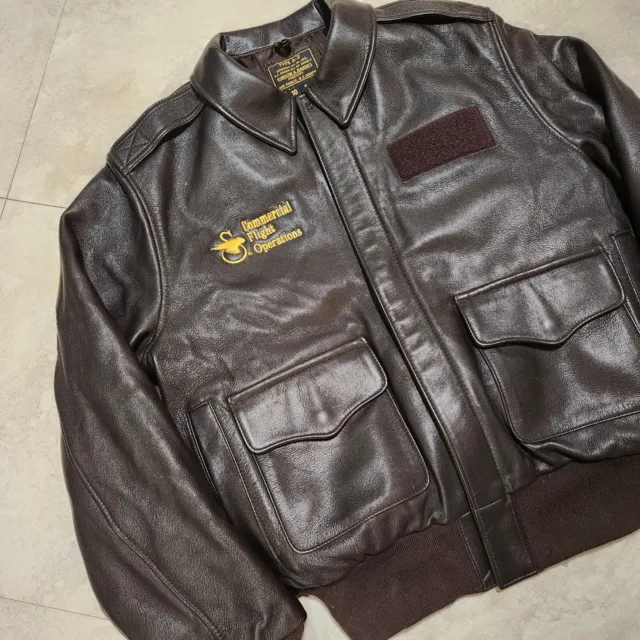 VTG 80s Sikorsky Flight Operations Womens Type A-2 US Air Force Leather Jacket