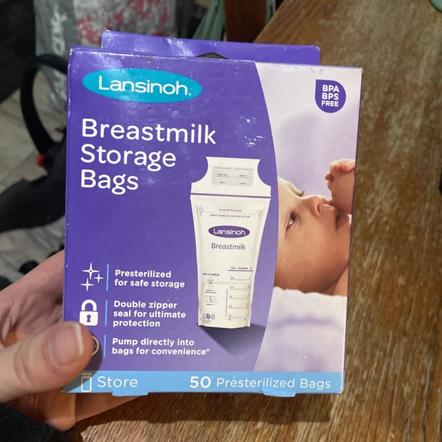 Lansinoh Pre-Sterilized Breastmilk Freezer Storage Bags Free Ship New 50ct Box
