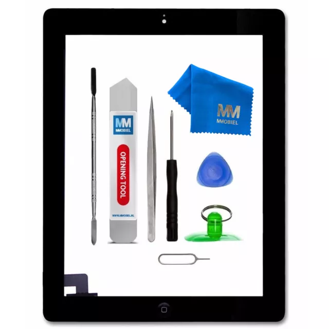 Digitalizador Para iPad 2 2011 Negro Pantalla táctil frontal incl. Kit de htas.