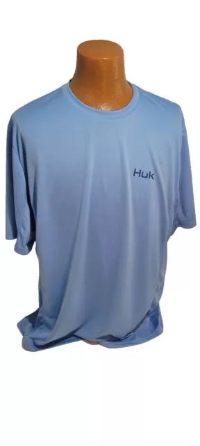 Huk Performance Fabrics Fishing Shirt Size XXL Blue Short Sleeve See Details