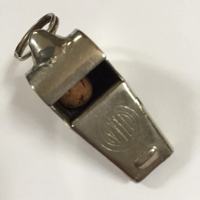 VINTAGE NAPED METAL WHISTLE Made in Taiwan with CORK BALL Sports