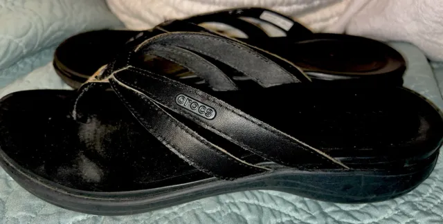 ❤️ Crocs Dual Comfort Black Flip Flop Sandals Women Size 7 Black