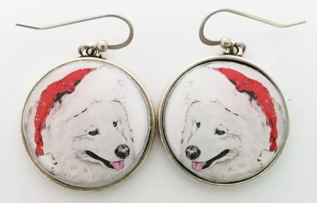 Santa Samoyed Dog Breed Christmas Earrings