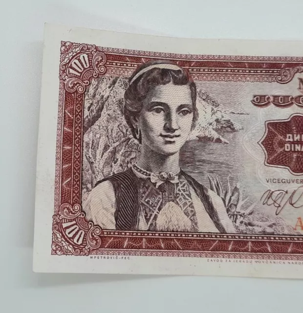 1963 - Narodna Banka Jugoslavije, Yugoslavia - 100 (One Hundred) Dinara Banknote 3