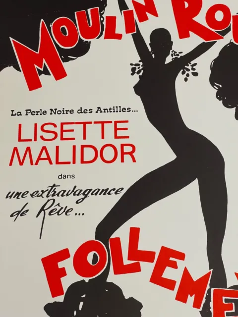 Rare grande affiche Bal du Moulin Rouge Paris Follement René Gruau French Cancan