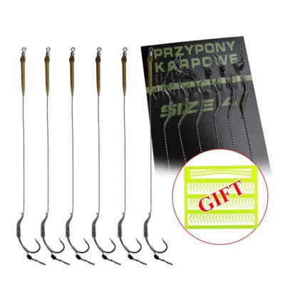 Cardine carpa Gancio maniche linea di allineamento Gancio Carp Hair Rig TERMINALE Tackle 50 PZ 