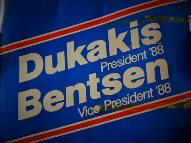 Vintage 1988 Michael DUKAKIS Lloyd BENTSEN Jugate Campaign Poster 28" X 22"