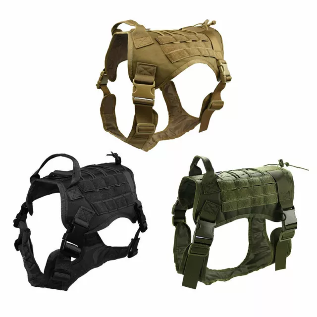 Tactical Police K9 Training Dog Harness Military Adjustable Molle Nylon Vest US 2