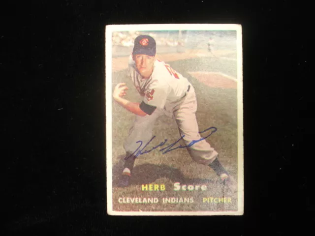 Herb Score Autographed 1957 Topps #50 Baseball Card