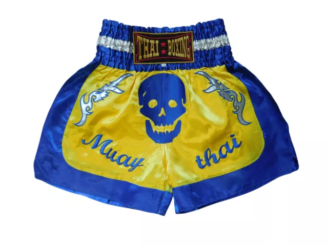 Kraftvolle Eleganz: Moderne Muay Thai Shorts MMA Boxen Gr M Todenschädel gelb